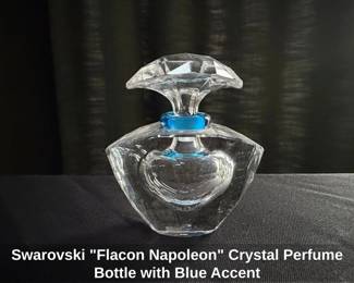 Swarovski Flacon Napoleon Crystal Perfume Bottle with Blue Accent