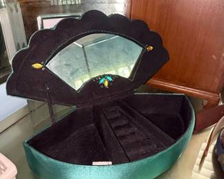 Vintage FanShaped Rhinestone Jewelry Box
