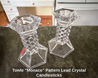Towle Monaco Pattern Lead Crystal Candlesticks