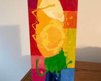 Abstract Geometric Painting on Wood Panel