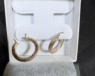 Gold Tone Twisted Rope Hoop Earrings