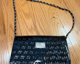 St. John Patent Leather Clutch with Chain Strap