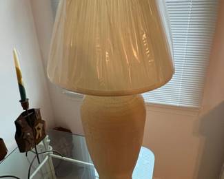 Textured Ceramic Urn Table Lamp with Pleated Shade