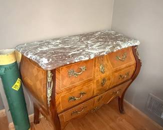 Louis XV Style Marquetry Bombe Commode with Marble Top second image