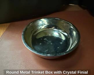 Round Metal Trinket Box with Crystal Finial second image