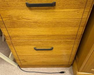 Vintage TwoDrawer Oak Locking Filing Cabinet