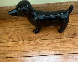 Vintage Black Ceramic Dachshund Figurine