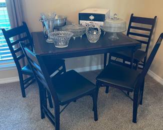 Folding table with folding chairs