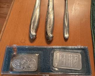 Silver bars & Sterling flatware