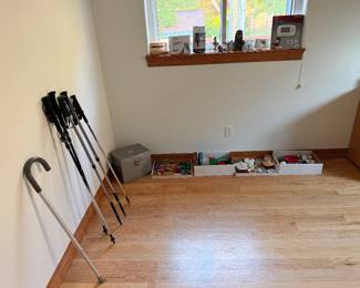 Office supplies, ribbons, trekking poles