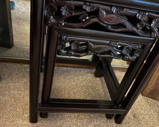 Chinese Carved Rosewood Nesting Tables