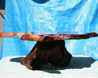 Redwood Burl Live Edge Coffee Table with Resin Inlay
