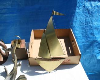 Brass Sailboat Sculpture by DeMott