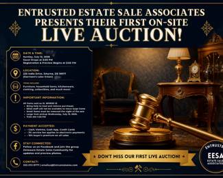Entrusted Estate Sale Live Auction Flyer