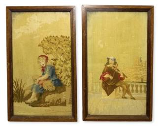 Pair of Antique Needlepoint Tapestries