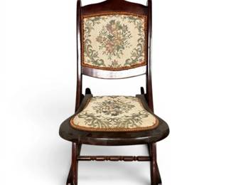 AntiqueStyle Folding Wooden Tapestry Rocking Chair