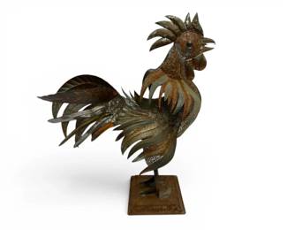 Rusted Steel Metal Rooster Sculpture