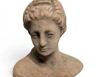 Terracotta Greek Woman Bust Sculpture