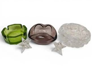 Blenko Green Ashtray, Purple Blown Glass Ashtray, Rosenthal Stars