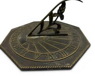 Brass Octagonal Sundial with Roman Numerals