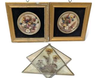 Miniature Framed Flowers Glass Suncatcher