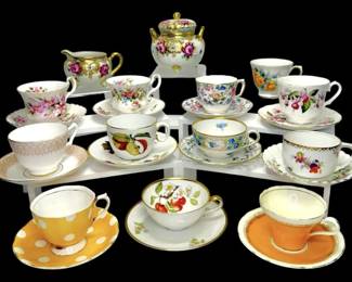 Floral Porcelain Teacups Saucers