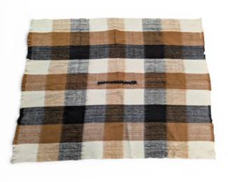 Tan Black Plaid Wool Poncho