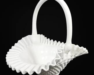 Fenton 10 Hobnail Milk Glass Basket