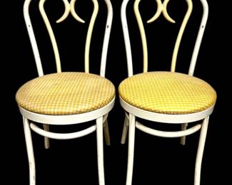 Pair Of 1970s Cream Colored Thonet Style Chairs