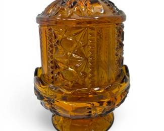 Indiana Glass Amber Stars Bars Fairy Lamp