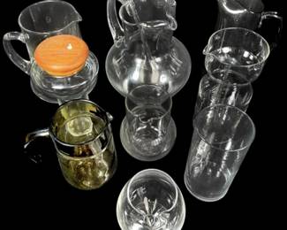 Glass Pitchers, Jars, Cups, More