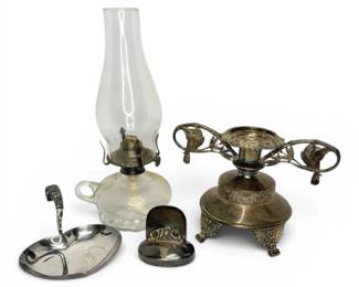 SilverPlated Candleholder, Oil Lamp, More