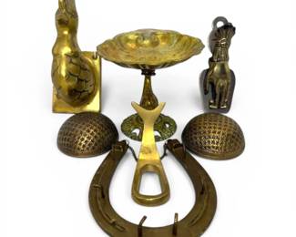 VictorianStyle Brass Hand Clip, Fish Soap Pedestal, Rooster Wall Hook, More