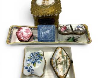 Mini Porcelain Trinket Boxes Trays Including Limoges