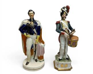 Staffordshire Prince Albert Napoleonic Military Drummer Ceramic Figurines