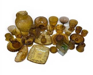 Amber Glass Cups, Vases, Pitcher, More