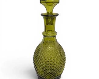 Green Glass Decanter W Stopper