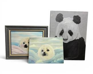 Seal Panda Oil Paintings, Signed by Sandra Hill