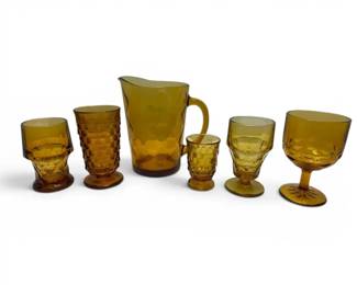 Amber Glass Pitcher Tumblers
