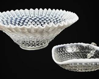 Fenton French Opalescent Hobnail Bowl HeartShaped Dish
