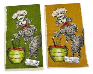 Poodle Parisian Prints Linen Tea Towels