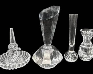 Waterford Crystal Vase, Art Deco Perfume Bottle, Ring Holder, Glass Bubble Vase