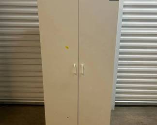 Lot #24 White Laminate MDF Double Door Storage Cabinet 4 Shelf Wardrobe Organizer