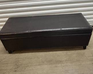 Lot #17 Dark Brown Faux Leather Lift Top Storage Ottoman Bench Bedroom Entryway
