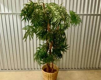 Lot #10 Large Artificial Silk Palm Tree Faux Plant 5ft Wicker Basket Planter Indoor