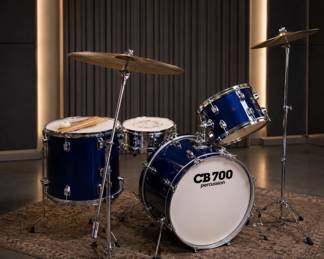 Lot #27 CB 700 Percussion 5-Piece Drum Kit Blue Metallic with Cymbals Stands Sticks