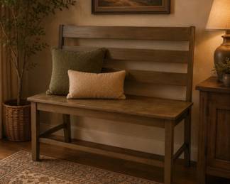 Lot #8 Gray Wood Ladder Back Counter Height Dining Bench Farmhouse Entryway 2-Seat