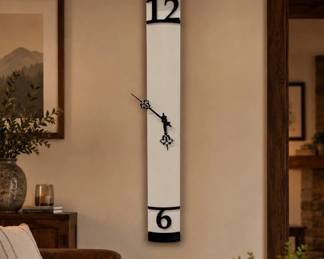 Lot #3 Large Oversized Vertical Wall Clock Black White Ornate Hands 12 & 6 Numerals