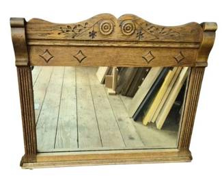 62 AntiqueCarvedWoodFramedMirror