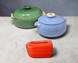 117 VintageLiddedPotteryTrioEmileHenryHallChina